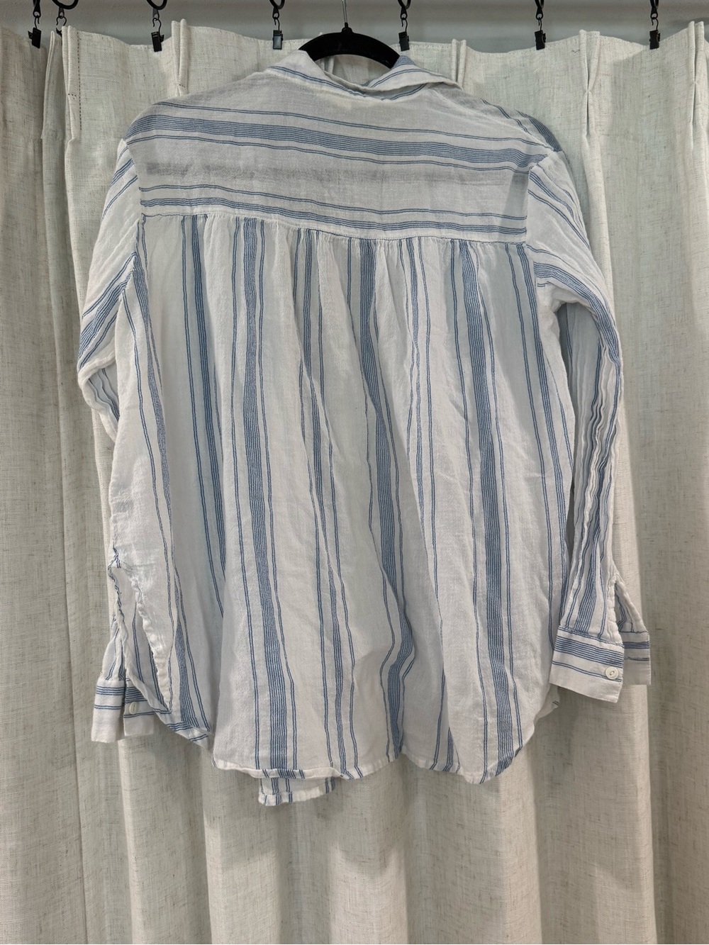Vanilla Star Women’s Blue & White Striped Linen Shirt - Picture 3 of 3